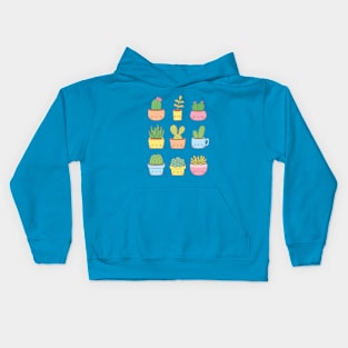 Cute Cactus and Succulents Doodles Kids Hoodie